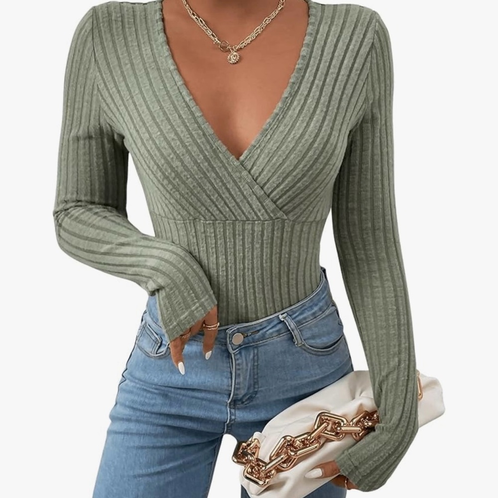 V neck wrap bodysuit